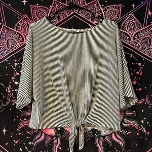 Olive Green Striped Blouse